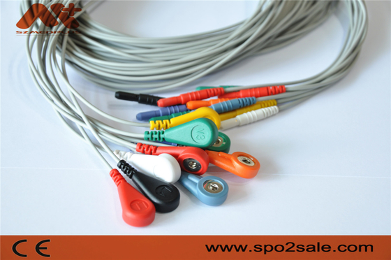10 كابل تخطيط القلب الطبي الطبي Din 1.5 Holter ECG Leadwire لمسجل Holer