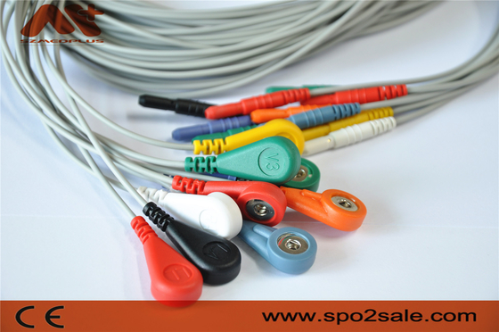 10 كابل تخطيط القلب الطبي الطبي Din 1.5 Holter ECG Leadwire لمسجل Holer