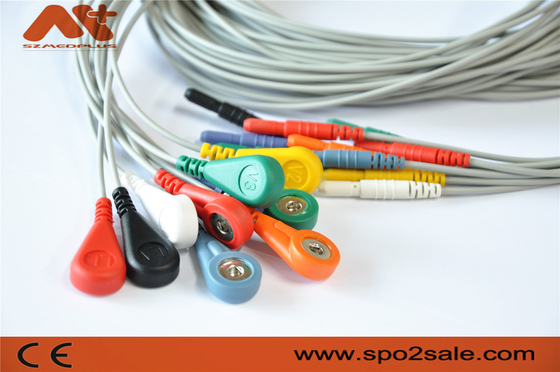 10 كابل تخطيط القلب الطبي الطبي Din 1.5 Holter ECG Leadwire لمسجل Holer