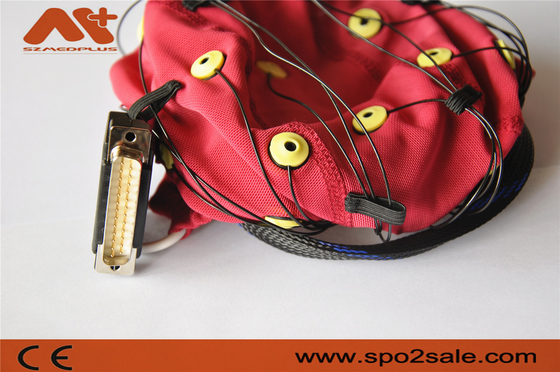 كابل Neurofeedback EEG أحمر مدمج بغطاء EEG 20 يؤدي لجهاز EEG