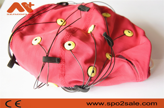 كابل Neurofeedback EEG أحمر مدمج بغطاء EEG 20 يؤدي لجهاز EEG