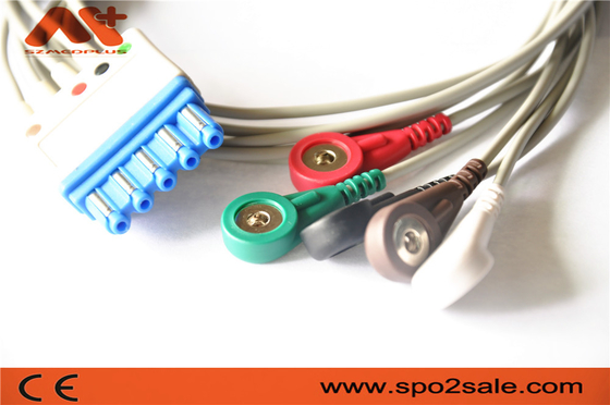 5 كابل مريض من نوع AHA Snap ECG M1644A متوافق مع Philips