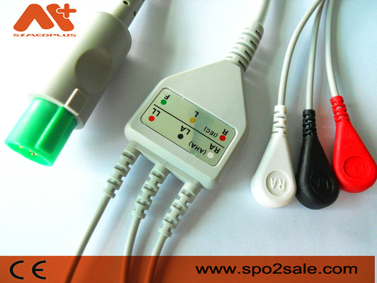 كابل تخطيط القلب الكهربائي المتوافق مع 3 وصلات مباشرة من Hellige - 303-442-99