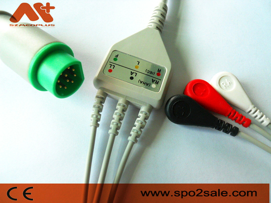 10 دبوس سيمنز ECG كابل 3 الرصاص المفاجئة