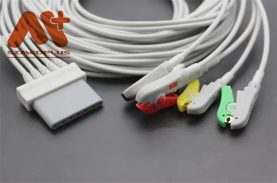 IEC Holter Cable Schiller Lux 5 يؤدي كابل تخطيط القلب مع أسلاك الرصاص